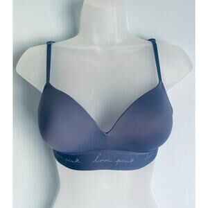 Victoria's Secret PINK Wear Everywhere Wireless Push Up Bra 32C Blue